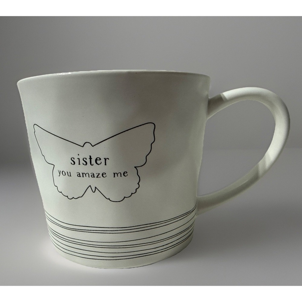 Amy Lee Weeks SISTER Mug 16‎ oz Ceramic 87502 Butterfly Textured Look Boxed Gift
